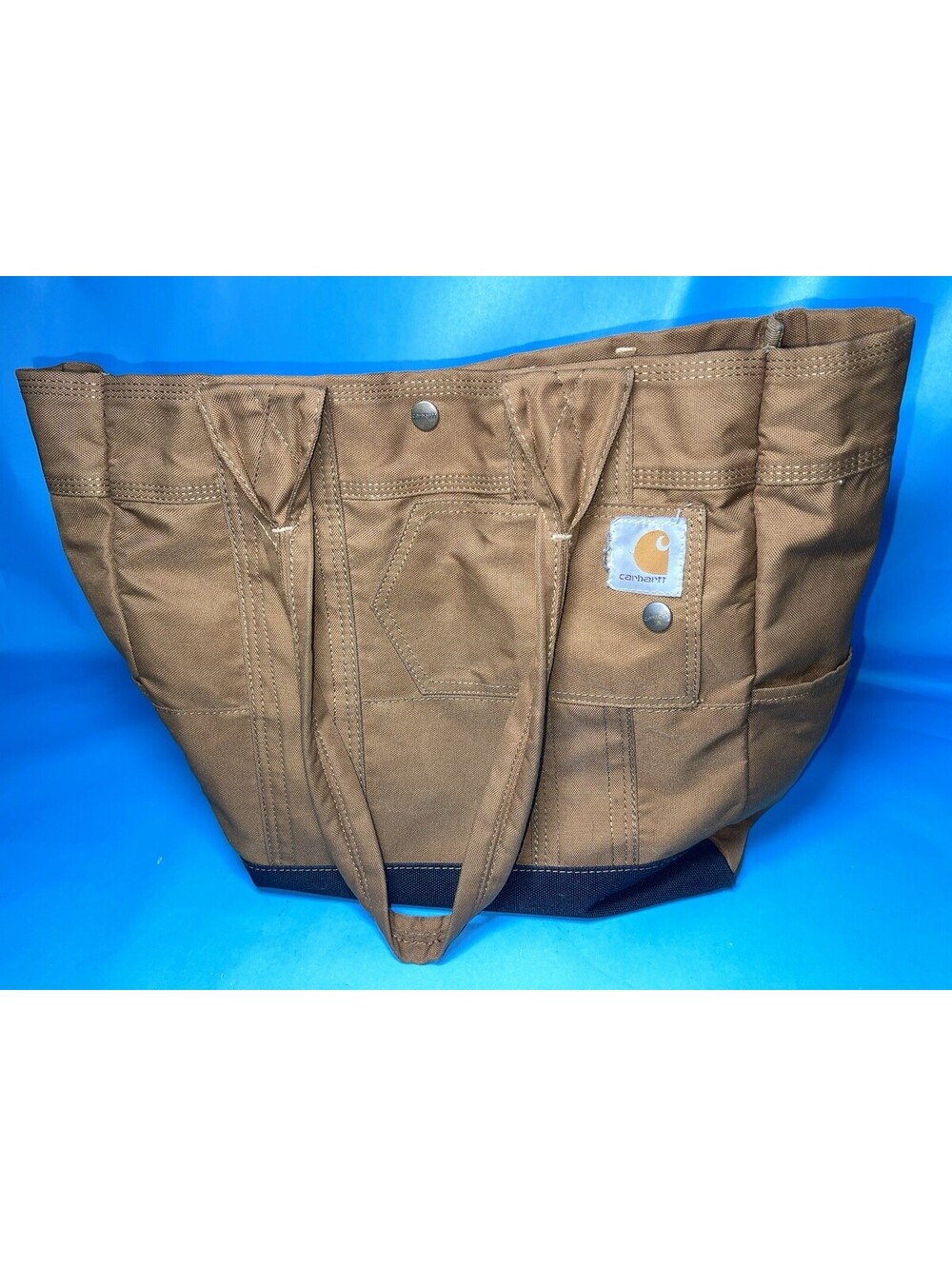 Carhartt Brown Utility Tote Bag Canvas Multi Pocket Work Carryall